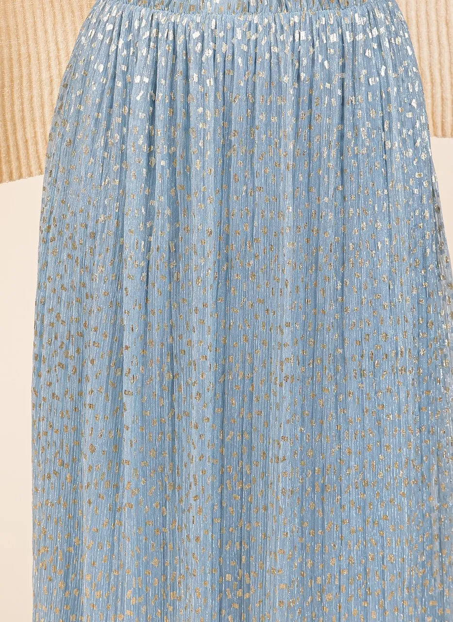 Mittoshop Metallic Glitter Speckle Print Elastic Midi Skirt